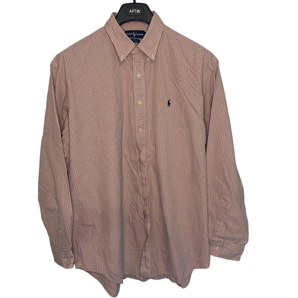 Mens Ralph Lauren Long Sleeve Button‎ Up Dress Shirt Blake Cotton Pink Plaid XL